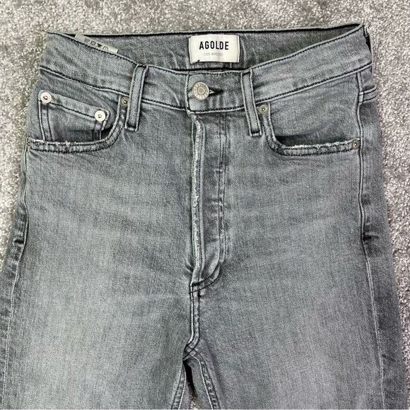 Agolde Nico Jeans Women’s 24 Gray Ankle Skinny High Rise Button Fly Stretch - Picture 2 of 13